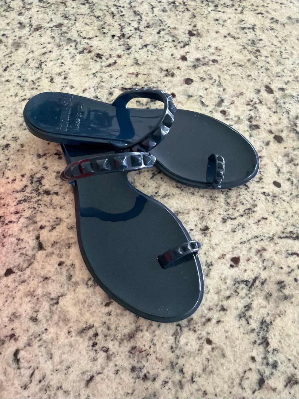 Women's Navy Studded Toe-Ring Sandals